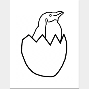 Little Penguin Hatching from Easter Egg Outline Posters and Art